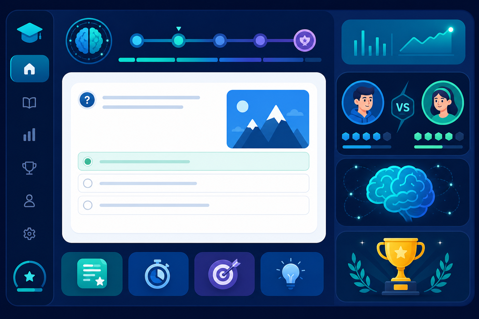 Quizzes & Learning — quiz adaptive in TLive Education